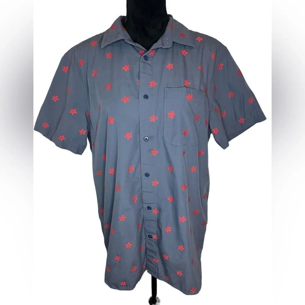 THE NORTH FACE BAYTRAIL JACQUARD‎ SHORT SLEEVE BUTTON UP SHIRT MENS SIZE LARGE